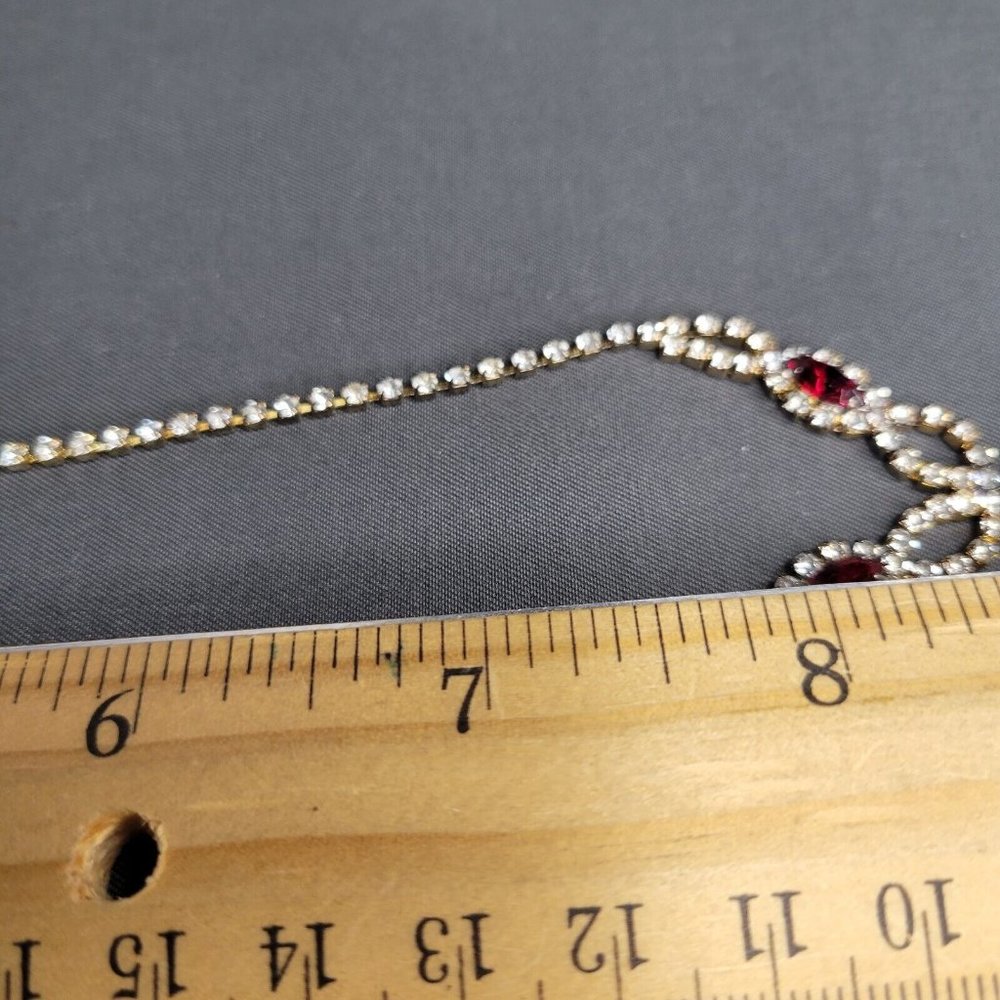 Vintage Vieste Red White Austrian Genuine Crystals Gold Tone Fashion Necklace - Picture 7 of 7
